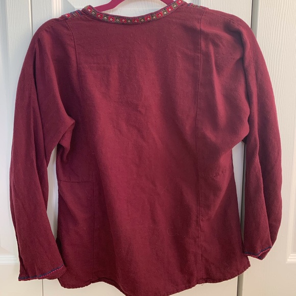 MADEWELL long sleeved burgundy top with embroidery - Picture 2 of 3